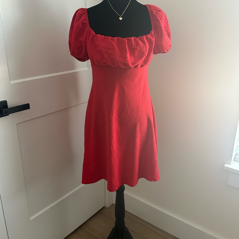 Altar’d ❤️ STATE Red  Dress with Puff Sleeves size small